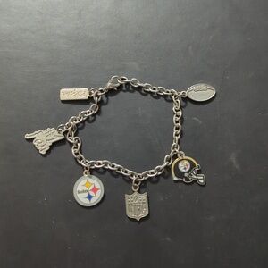 PSG Inc Silver Tone NFL Pittsburgh Steelers #1 Fan Football Charm Bracelet